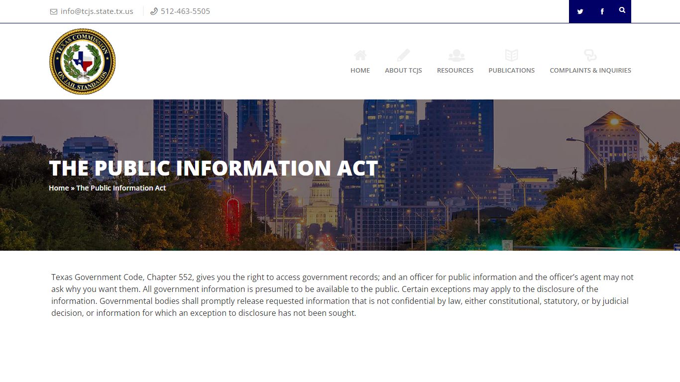 The Public Information Act - Texas Commission on Jail Standards